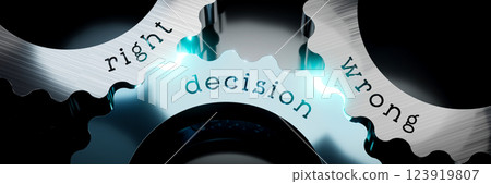 Right, wrong, decision- gears concept - 3D illustration Right, wrong, decision- gears concept - 3D illustration 123919807