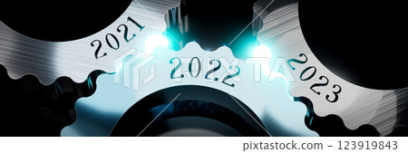 2021, 2022, 2023 - gears concept - 3D illustration 2021, 2022, 2023 - gears concept - 3D illustration 123919843