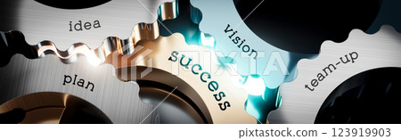 Success - gears concept - 3D illustration 123919903