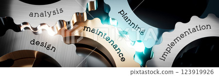 Maintenance - gears concept - 3D illustration 123919926
