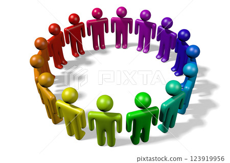 3D cartoon characters - teamwork concept 123919956