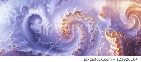 Celestial sugar swirls create endless spirals of color and motion in a dreamlike atmosphere of swirling clouds 123920164