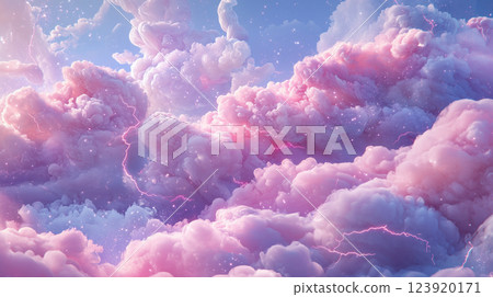 Cotton candy nebula displays vibrant colors and ethereal clouds with electric energy during twilight Cotton candy nebula displays vibrant colors and ethereal clouds with electric energy during twilight 123920171