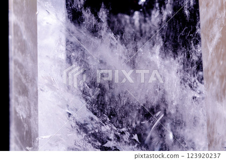 Macro mineral stone Crystal rock crystal on a black background 123920237