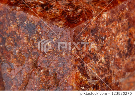 Macro mineral stone Garnet on a white background 123920270