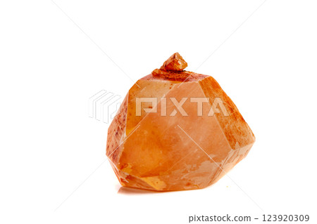 Macro mineral stone Lemurian Crystal a white background Macro mineral stone Lemurian Crystal a white background 123920309