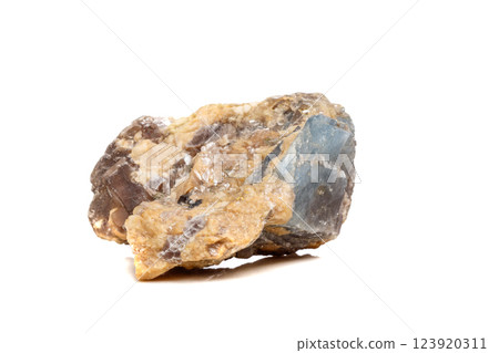 Macro mineral stone Corundum in rock a white background 123920311