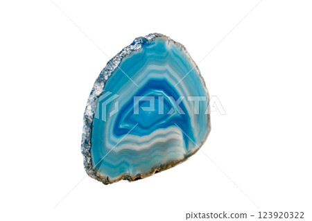 Macro mineral stone Blue Agate breed a white background Macro mineral stone Blue Agate breed a white background 123920322