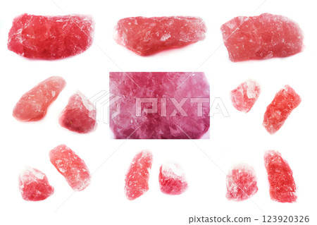 Collection of stone mineral pink quartz Collection of stone mineral pink quartz 123920326