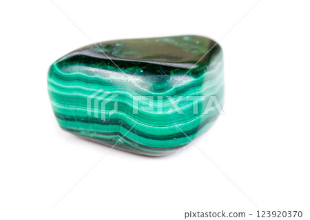 Macro mineral stone malachite on white background 123920370