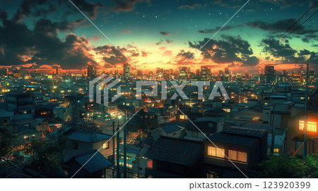 日落城市夜景 日落城市夜景 123920399