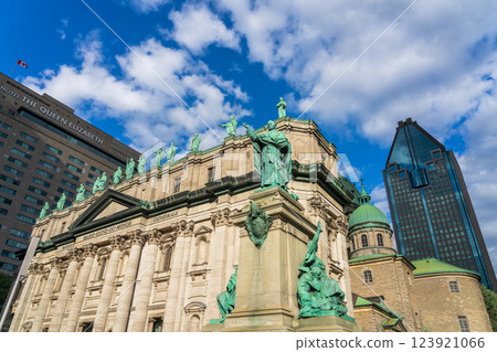 Montreal, Quebec, Canada - August 2 2021 : Exterior of Mary, Queen of the World Cathedral. Montreal, Quebec, Canada - August 2 2021 : Exterior of Mary, Queen of the World Cathedral. 123921066