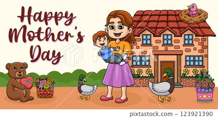 Happy Mothers Day Poster Panoramic Banner Happy Mothers Day Poster Panoramic Banner 123921390