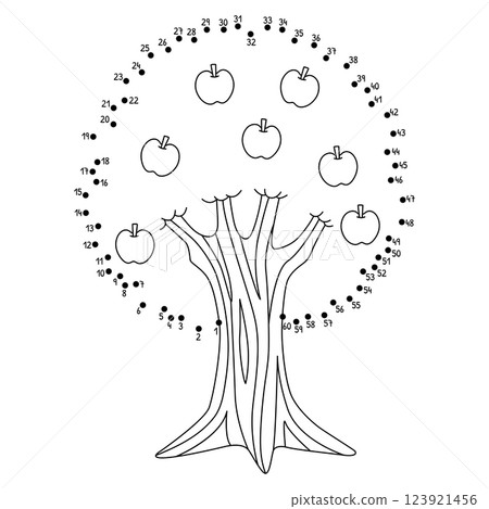 Dot to Dot Apple Tree Isolated Coloring Page  123921456