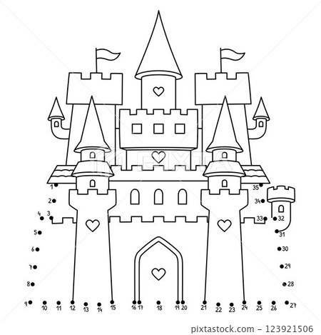 Dot to Dot Female Castle Isolated Coloring Page Dot to Dot Female Castle Isolated Coloring Page 123921506