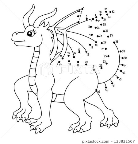 Dot to Dot Female Dragon Isolated Coloring Page Dot to Dot Female Dragon Isolated Coloring Page 123921507