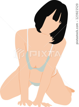 Illustration of a woman in a swimsuit posing 123921520