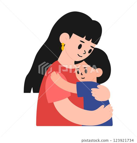 Mother Hugging Child Vector Cartoon Clipart Mother Hugging Child Vector Cartoon Clipart 123921734