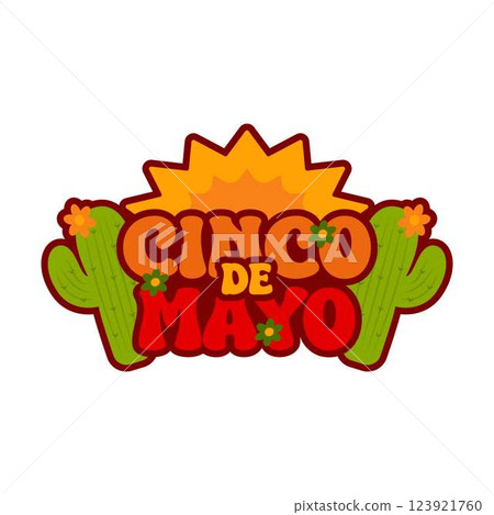 Cinco de Mayo Cactus Typography Script Isolated  123921760