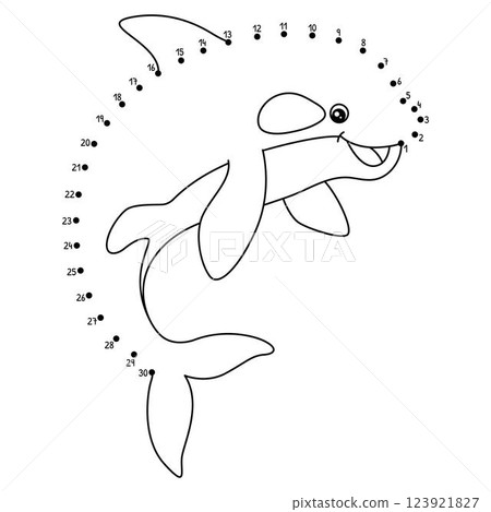 Dot to Dot Killer Whale Animal Isolated Coloring  123921827