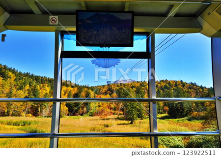 從旭岳纜車上看到的大雪山脈旭岳的紅葉 123922511