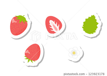 Cute strawberry sticker style illustration material 123923178