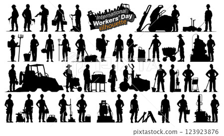 Workers Day Silhouette Collection. Labor Day Vector Illustration 123923876