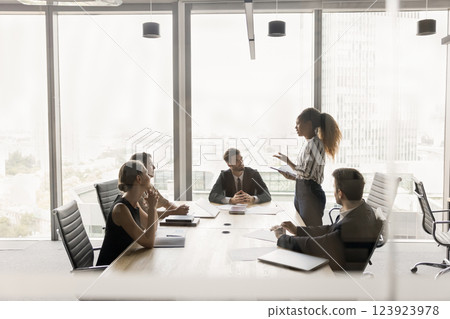 Multiethnic business professionals met in office for strategic planning 123923978