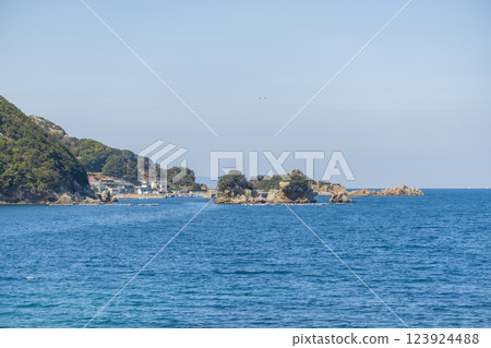 The blue sea of the Oura Peninsula The blue sea of the Oura Peninsula 123924488