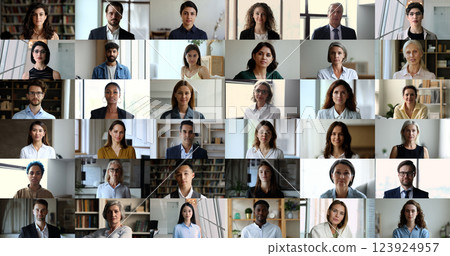 People look at camera stacked together in collage view People look at camera stacked together in collage view 123924957