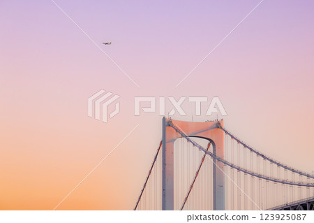 夕陽下的彩虹橋吊塔 夕陽下的彩虹橋吊塔 123925087