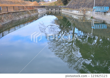 從深谷市天神神社附近看到的菅沼沉澱池 123925123