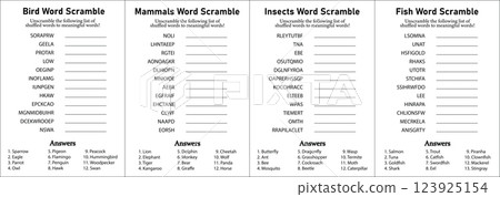 Animals Word Scramble and Puzzle, Collection of Insects, Mammals, Birds, Fish Leisure, Hobby and Fun Educational Game for Kids, Teens & Adults Animals Word Scramble and Puzzle, Collection of Insects, Mammals, Birds, Fish Leisure, Hobby and Fun Educational Game for Kids, Teens & Adults 123925154