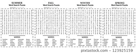 All Seasons 4 Word Search 15x15 Puzzle Games for Kids, Teens and Adults - Summer, Fall, Winter, Spring, Difficult and Fun All Seasons 4 Word Search 15x15 Puzzle Games for Kids, Teens and Adults - Summer, Fall, Winter, Spring, Difficult and Fun 123925159