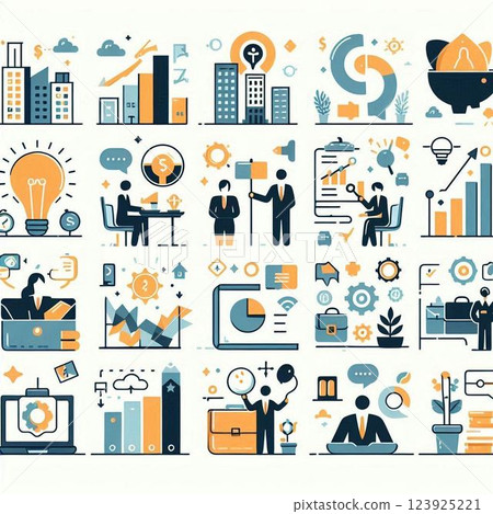 Minimal business with pictograms and illustrations 123925221