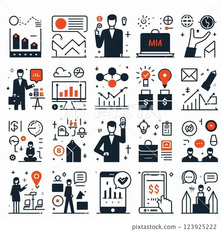 Minimal business with pictograms and illustrations 123925222