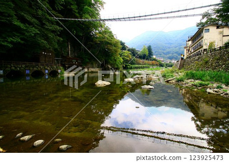 夏末的川治溫泉…從河岸望去的小值賀川 123925473