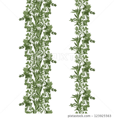 Seamless border with dry herbs and leaves. Wild field and forest plants frame. Ecological botanical cottagecore Seamless border with dry herbs and leaves. Wild field and forest plants frame. Ecological botanical cottagecore 123925563