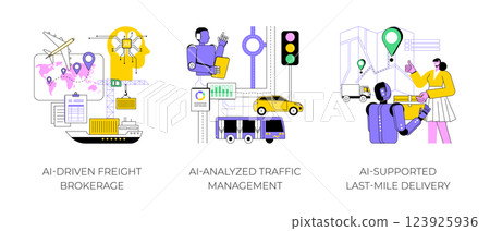 AI Technology in Logistics abstract concept vector illustrations. 123925936