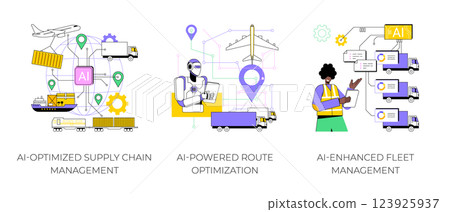 AI in Transportation and Logistics abstract concept vector illustrations. 123925937