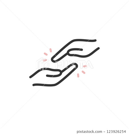 Hand icon for support, cooperation, and holding a partner's hand (line drawing, simple) Hand icon for support, cooperation, and holding a partner's hand (line drawing, simple) 123926254