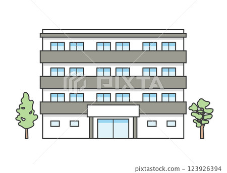 Illustration of a nursing home or medical facility building Illustration of a nursing home or medical facility building 123926394