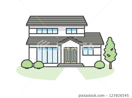 日式或日式現代房屋的插圖 日式或日式現代房屋的插圖 123926545