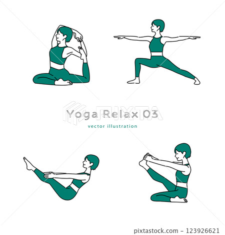 Simple vector illustration set 03 of young women doing yoga poses Simple vector illustration set 03 of young women doing yoga poses 123926621