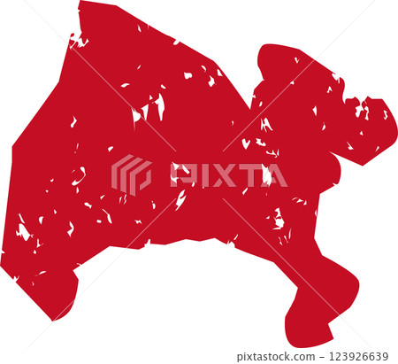 Red stamp on the map of "Kanagawa", vector illustration Red stamp on the map of "Kanagawa", vector illustration 123926639