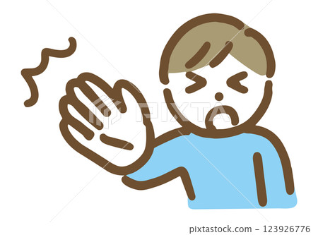 一位穿著休閒服的年輕男子發表尖刻言論（上半身） 123926776