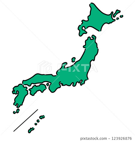 一張粗略繪製的日本地圖 123926876