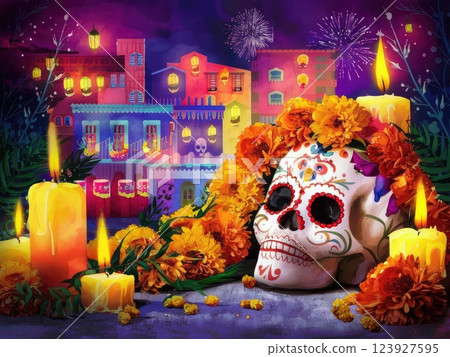 Day of the Dead with Generative AI. 123927595