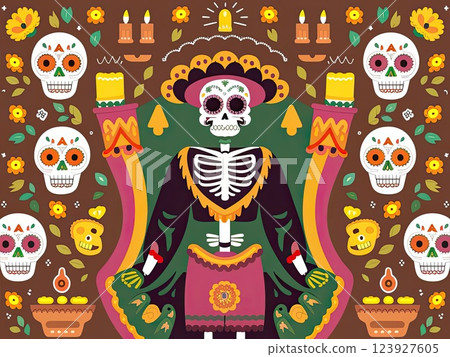 Day of the Dead with Generative AI. 123927605