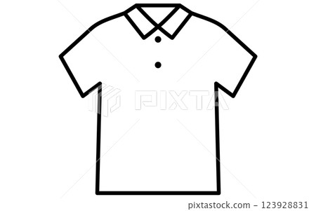 Polo 衫，黑白簡單線條圖標 123928831